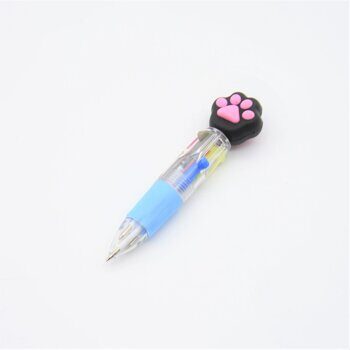 Ручка шариковая автоматическая 4-х цветная (зеленый/красный/синий/черный) с гриппом ""Mini.Лапка" черная, DARVISH SR-14786
